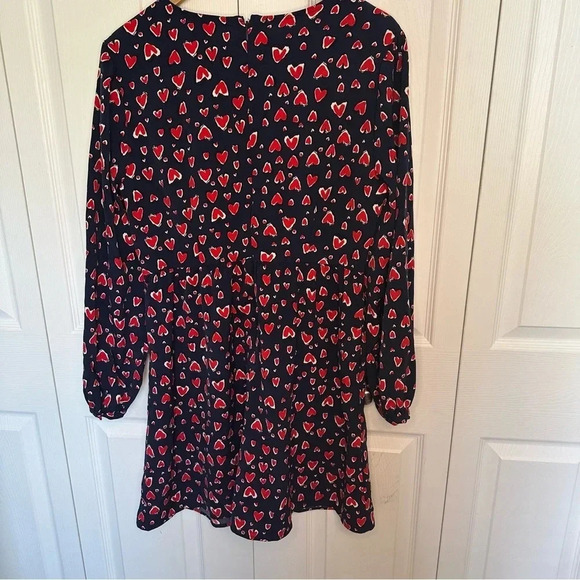 Pop Sugar Women’s Long Puff Sleeve Crew Neck A Line Midi Dress with Hearts Sz Lg - Picture 2 of 9